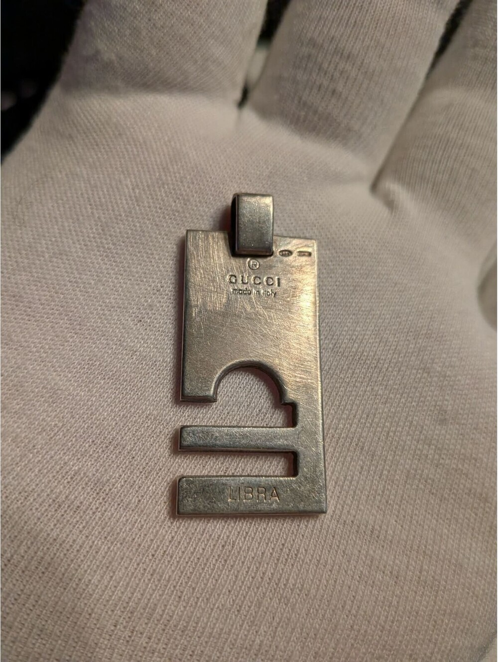 Authentic Vintage Gucci Libra Zodiac Plate Charm for Necklace Sterling Silver